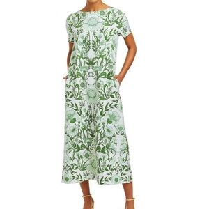 NWT Mestiza Floral Green and White Midi Dress (Medium)